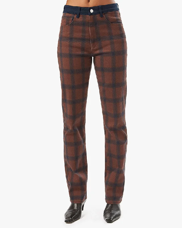 Color Block Modern Plaid Stretch Twill Icon Jeans