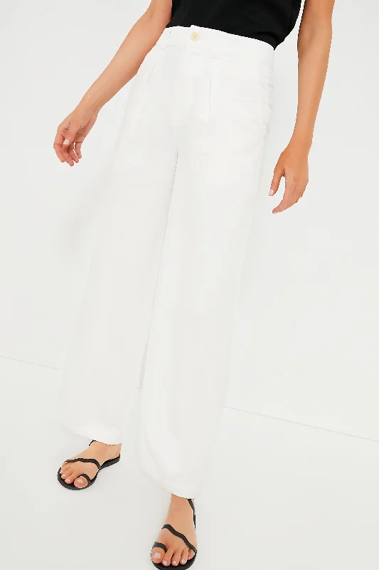 Ecru Madeline Pleat Twill Trouser