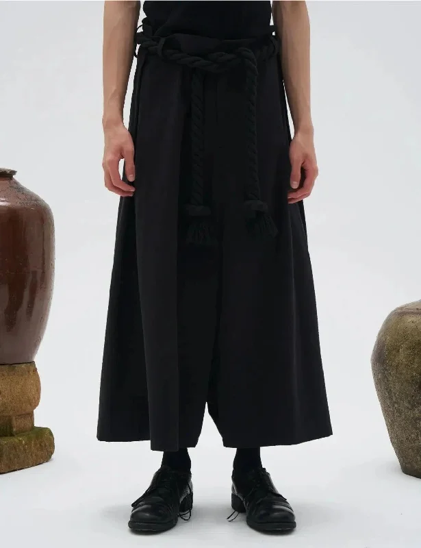 Rope Belt Wide Cropped Trousers