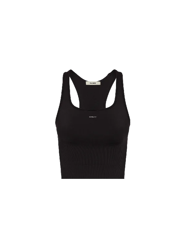 Women's Plant-Stretch Compressive Ribbed Tank Top—black