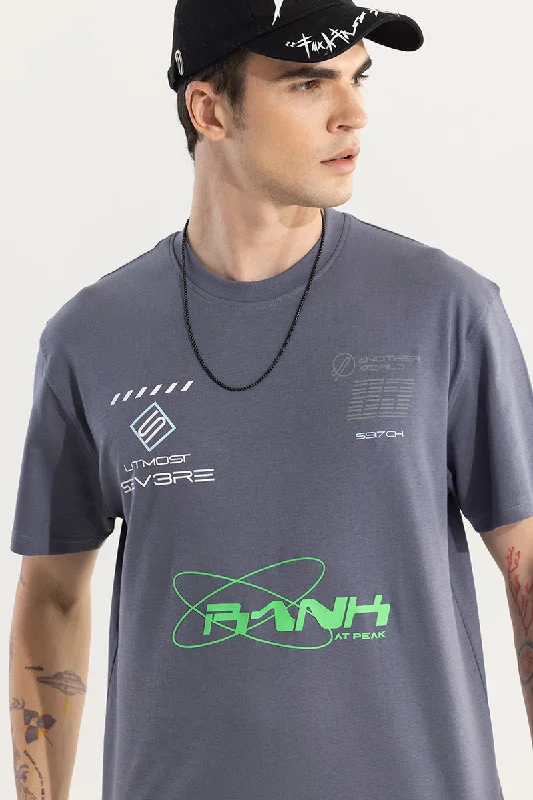 Another World Reflective Print Grey T-Shirt