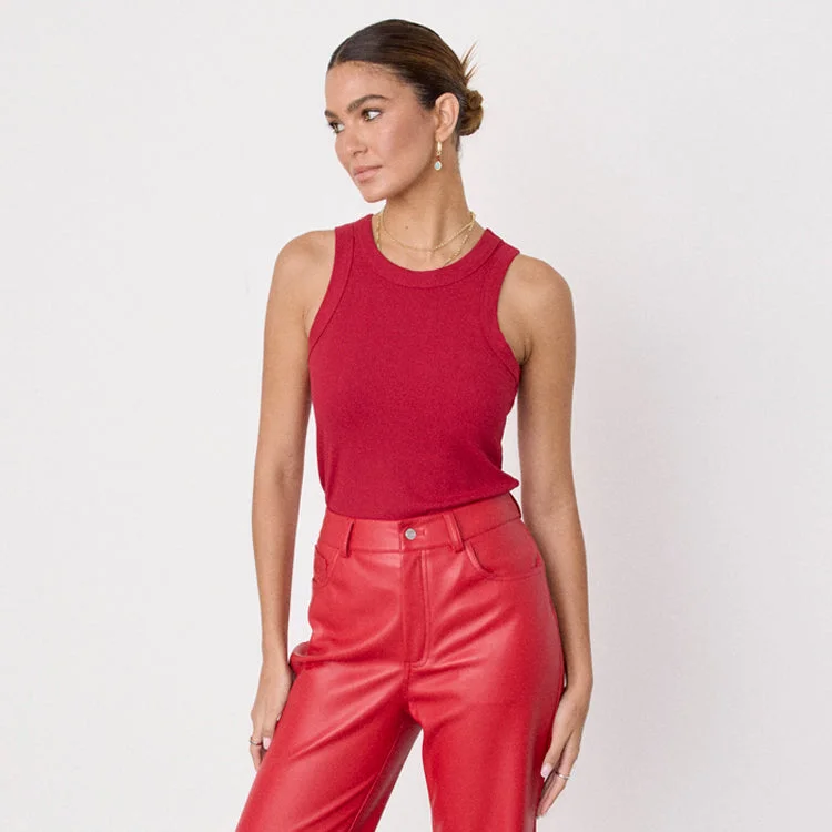 Deep Red Rib Tank Top