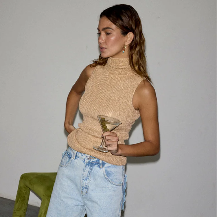 Gold Rib Knit Vest