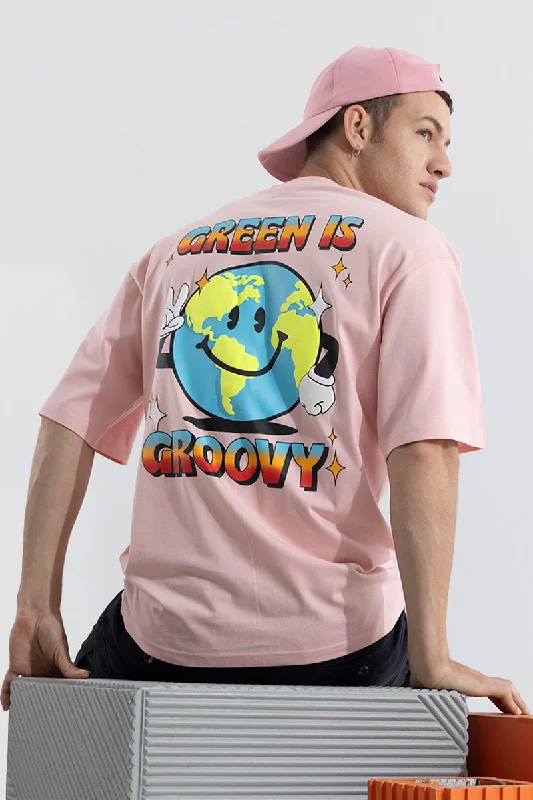 Green Is Groovy Pink Oversized T-Shirt