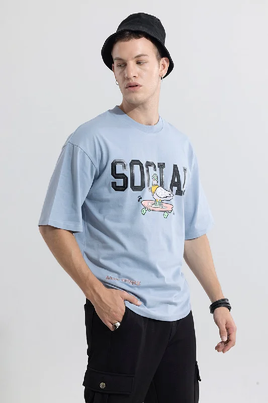 Social Blue Oversized T-Shirt