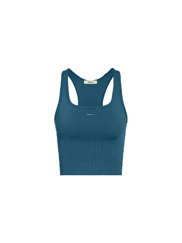 Women's Plant-Stretch Compressive Ribbed Tank Top—storm blue