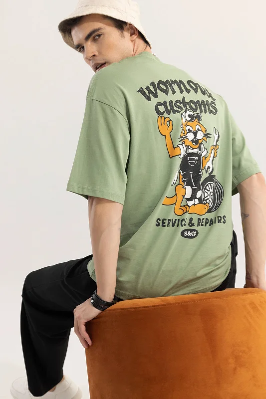 Worn Out Customs Green Oversized t-Shirt