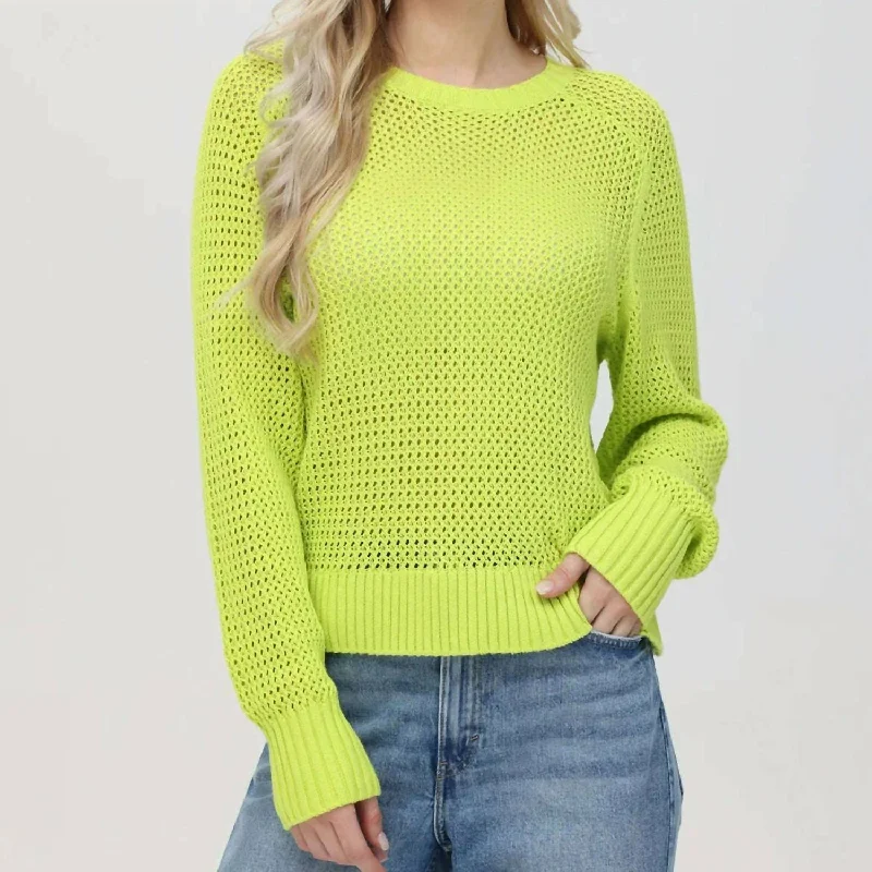 Margot Crewneck Sweater In Wild Lime