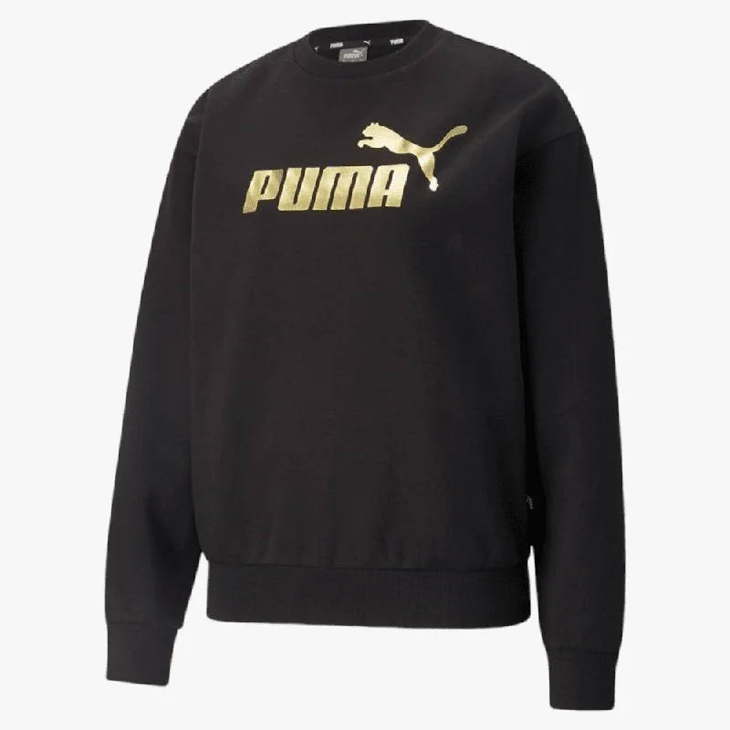 Puma Ladies Ess+ Metallic Logo Crew Sweater Black