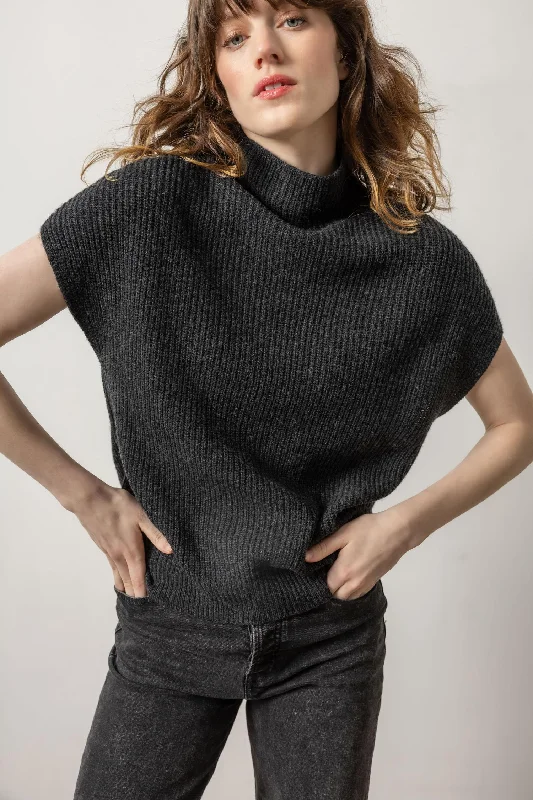 Ribbed Funnel Neck Sweater