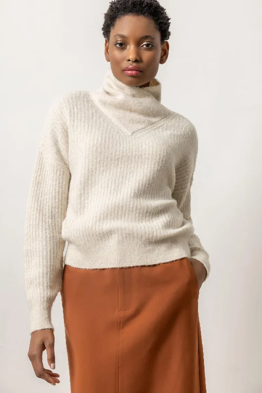 Ribbed Wrap Collar Sweater