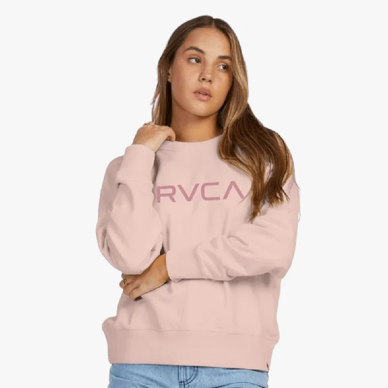 Rvca Womens Big Logo Crew Sweater Blush