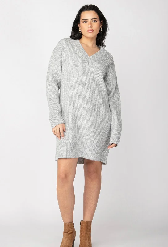 Light Grey Melange Sweater Dress