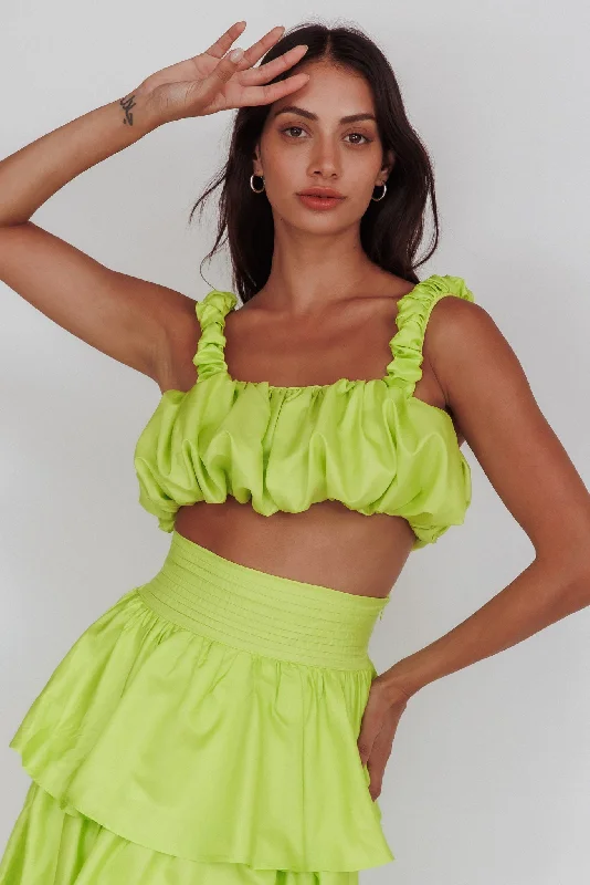 Sozo Bubble Crop Top Lime