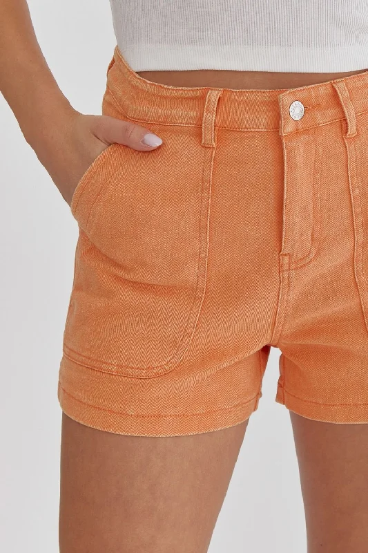 Apricot Orange Denim Shorts