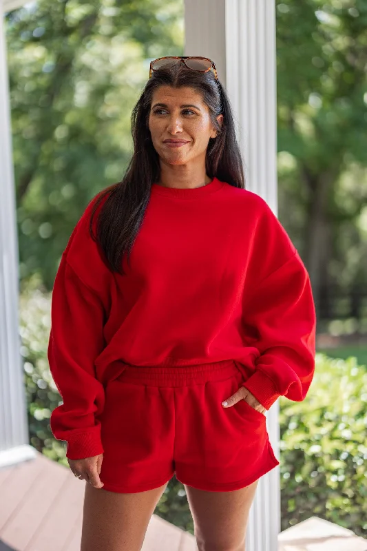 Casually Extra Red Knit Shorts