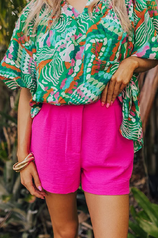 The Chloe High Waist Shorts In Hot Pink