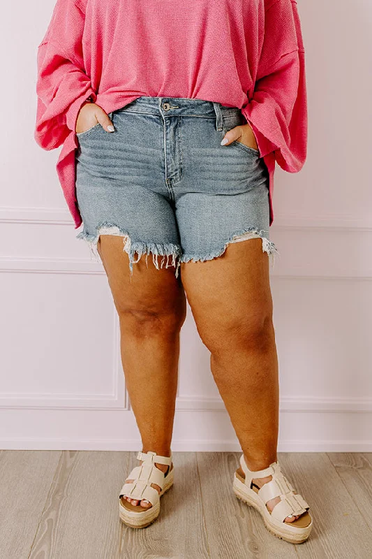 The Hazel Midrise Frayed Shorts Curves