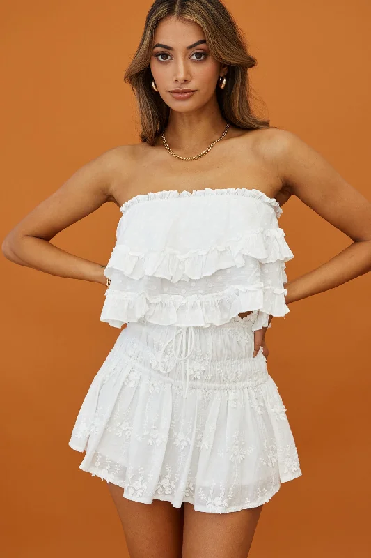 Meet Me At Sunset Frill Trim Bandeau Top White