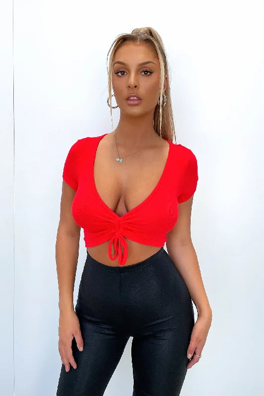 Santana Short Sleeve Crop - Red