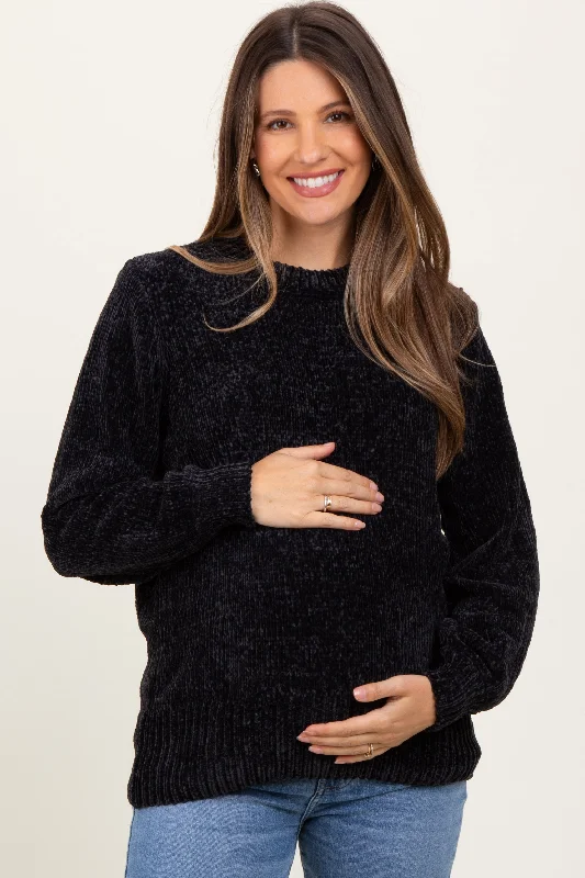 Black Chenille Knit Maternity Sweater