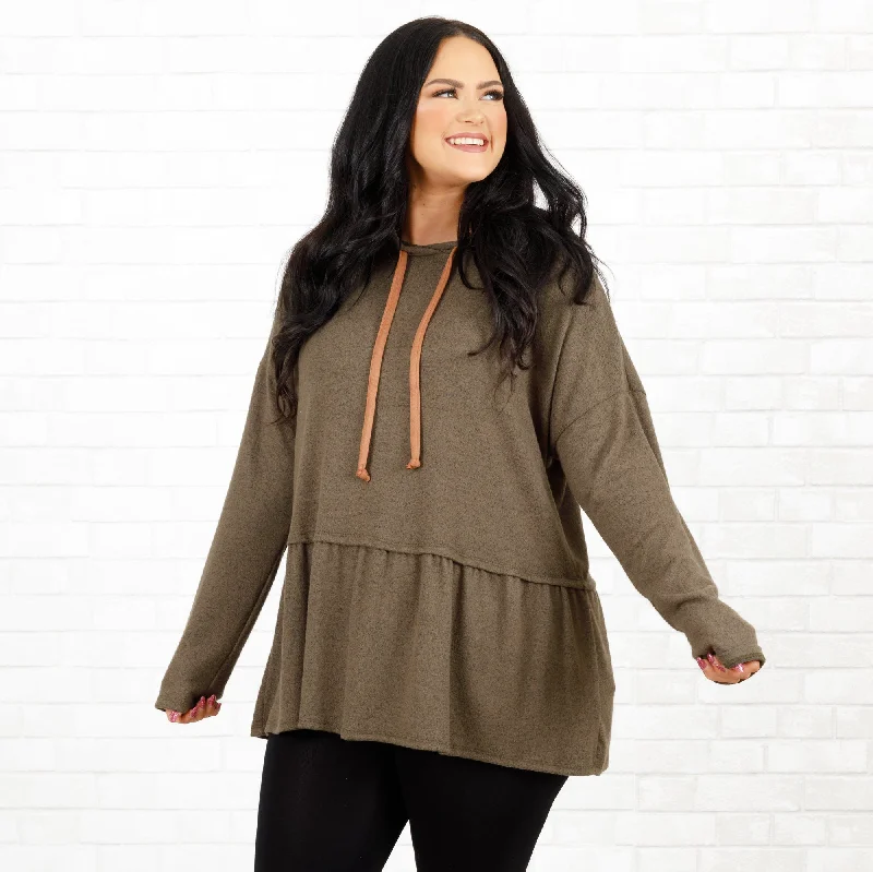 Flirty Allure Hoodie, Olive