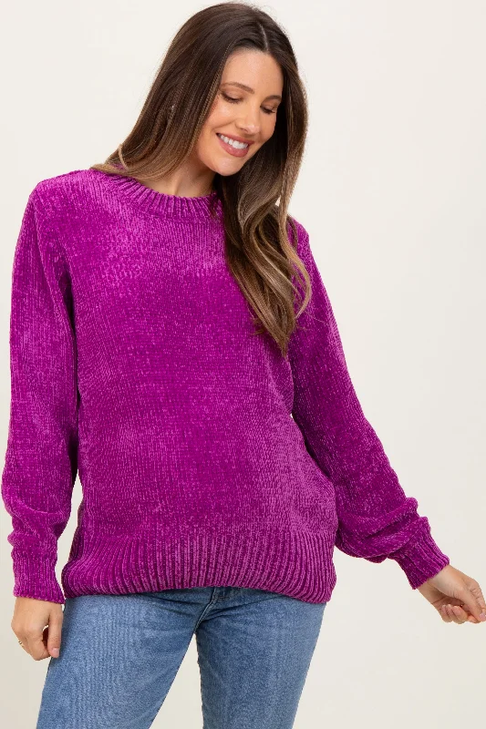 Magenta Chenille Knit Maternity Sweater