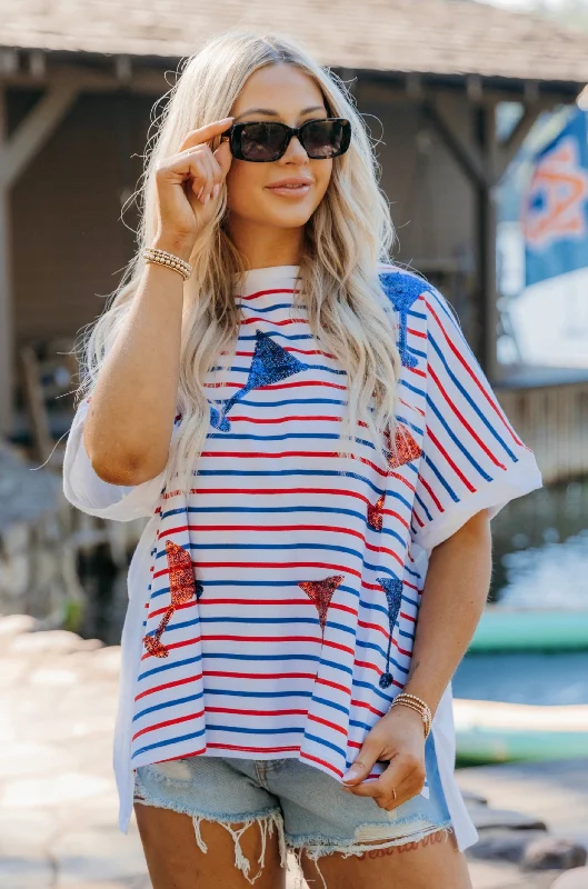 Party USA Drinks Striped Top - Final Sale 50% off in cart