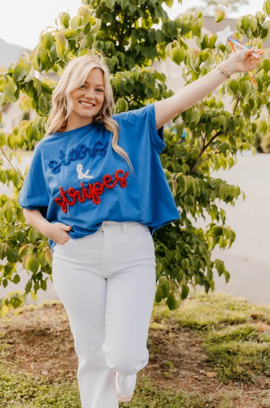 Stars & Stripes Lurex Embroidered Top - Final Sale 50% off in cart