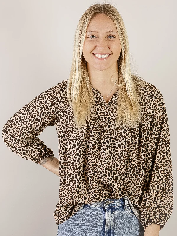 Animal Print V-neck Blouse