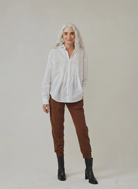 Pintuck Flowy Shirt - White