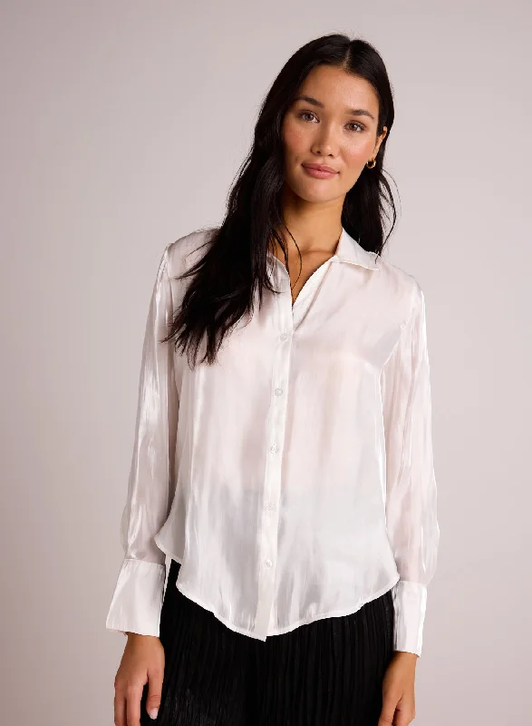 Shirt Tail Button Down - White Shimmer