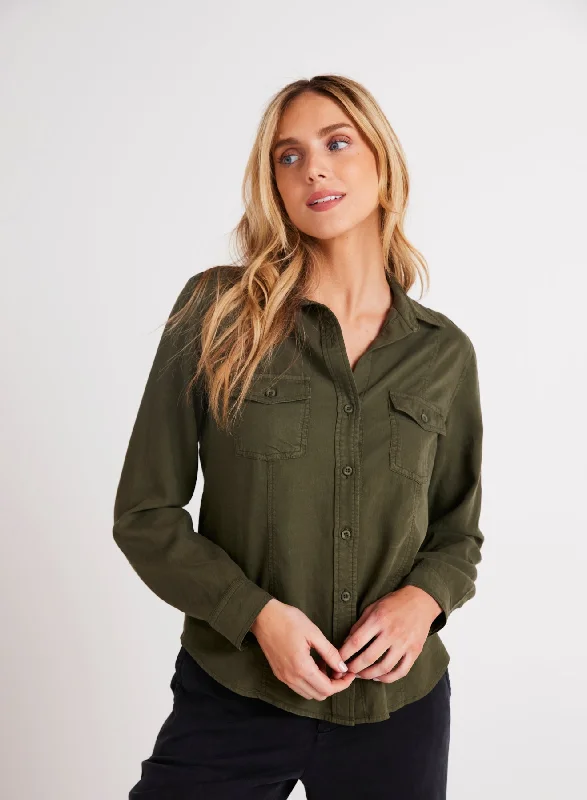 Long Sleeve Seamed Shirt - Italian Herb