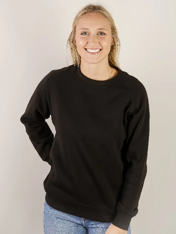 Black Round Neck Fleece Sweatshirt