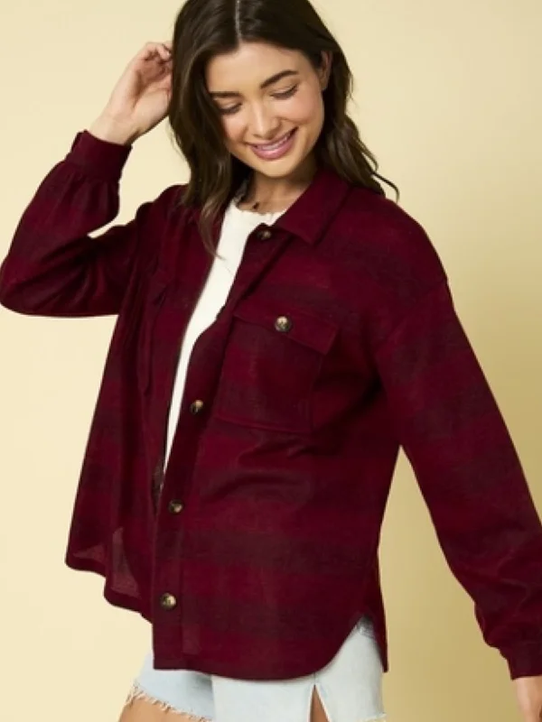 Burgundy Plaid Soft Shacket