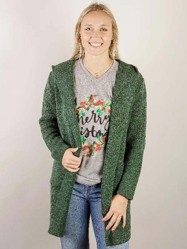 Dark Green Hooded Cardigan