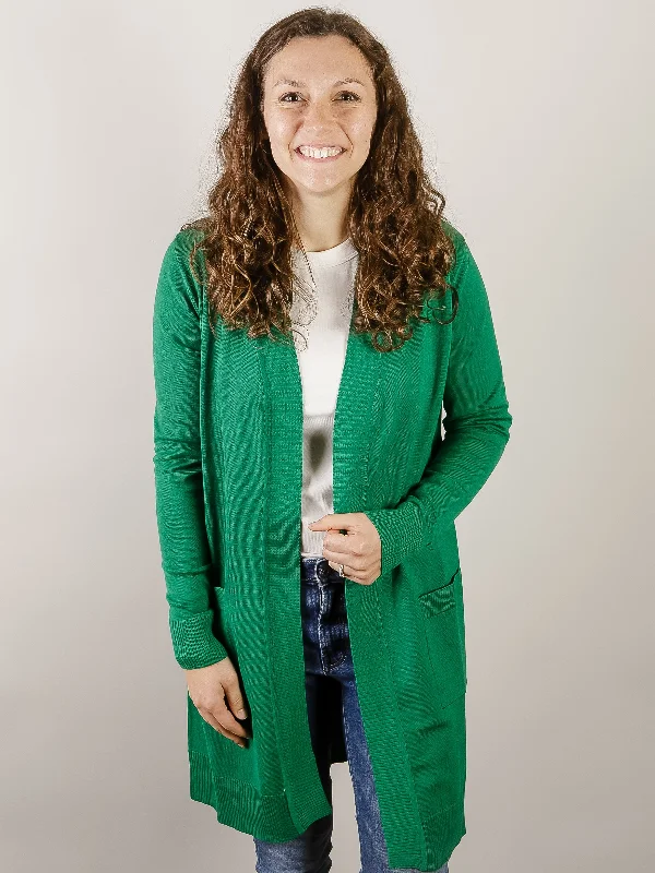 Kelly Green Long Sleeve Basic Sweater Cardigan