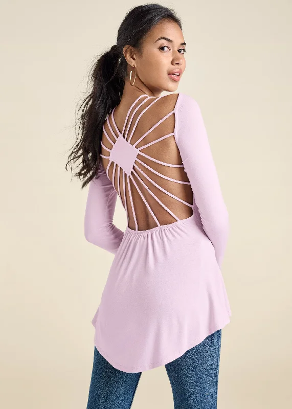 Strappy Open Back Top - Lilac